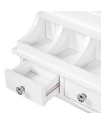 Space Saving Small LED Vanity Table with Basic Standard Mirror Makeup Dressing Storage