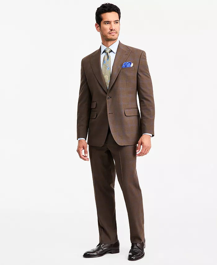 Men's Classic-Fit Brown Plaid Suit Separate Jacket - thumbnail 2