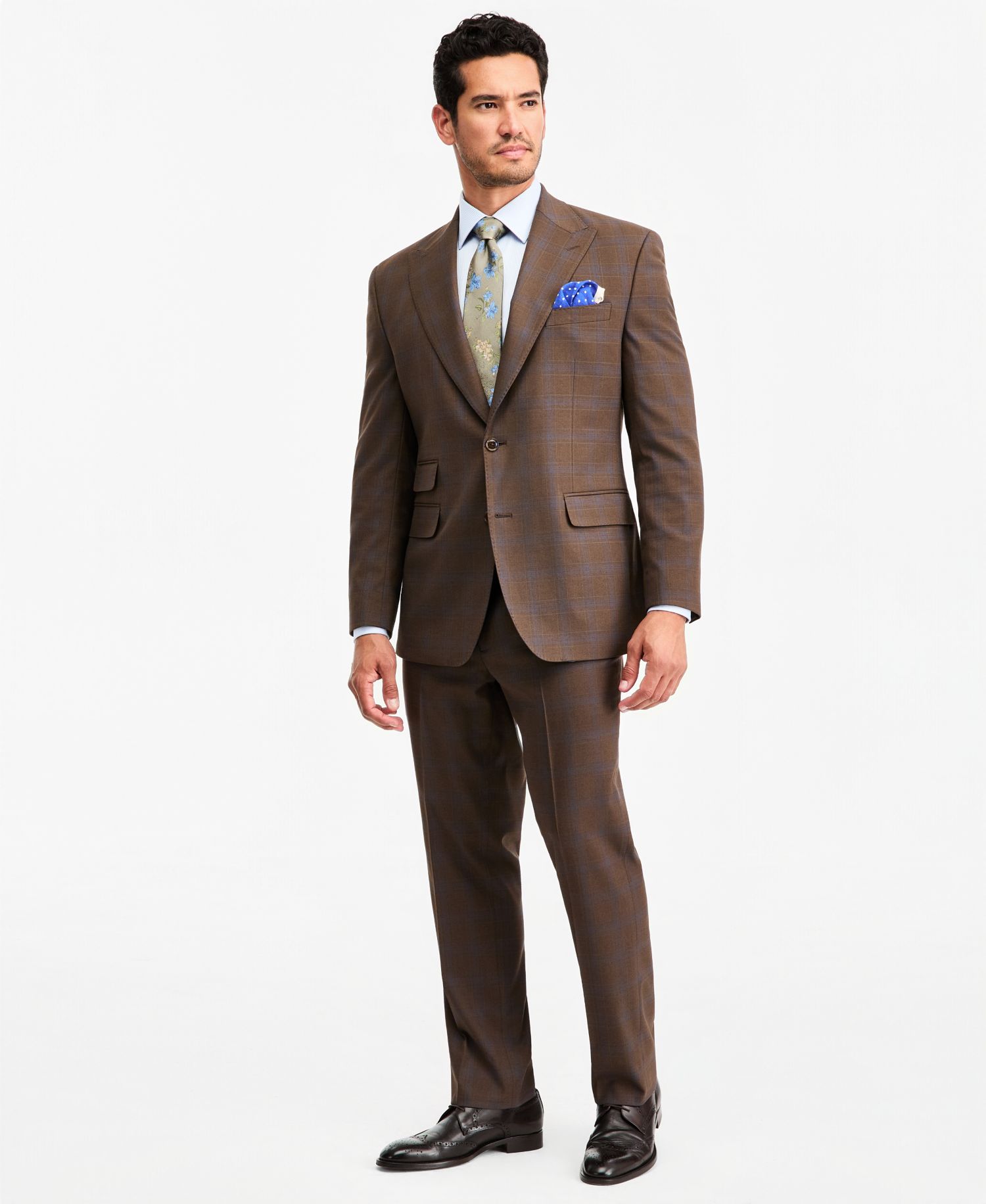 Men's Classic-Fit Brown Plaid Suit Separate Jacket