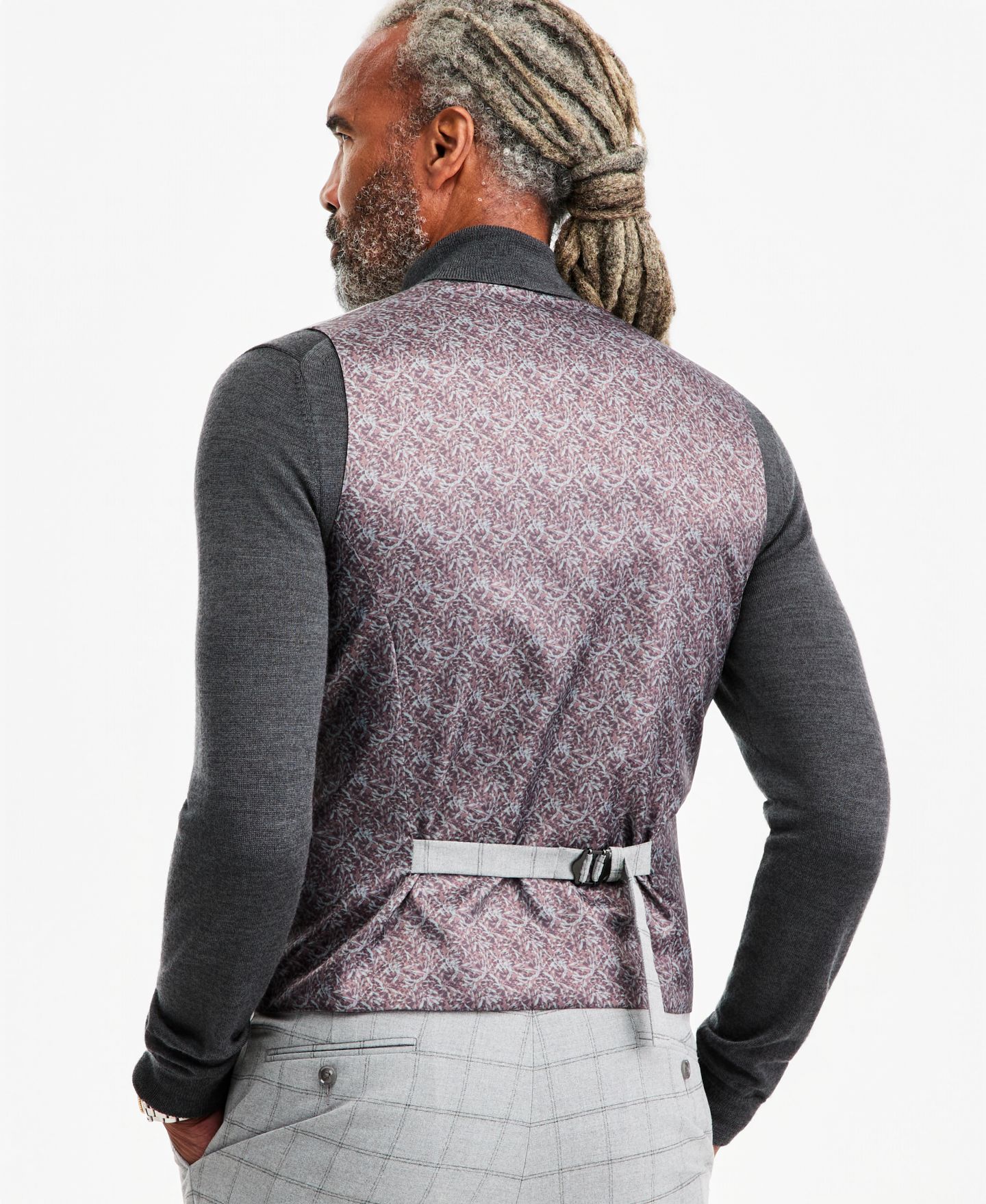 Мужской жилет Tayion Collection Classic-Fit Gray & Black Check Suit Separate Vest, цвет: Серый чёрный — фото 2