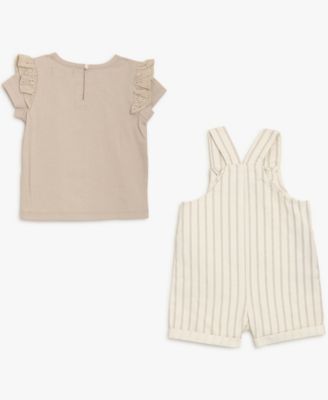 Baby Girls' Short-Sleeve T-Shirt and Overall, 2-Piece Set