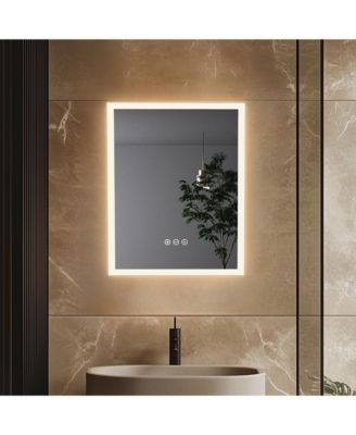 Wall Mounted LED Bathroom Mirror Dimmable 3 Colors Back Lit Anti Fog Memory Function