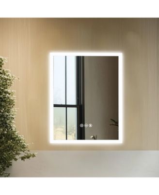 Wall Mounted LED Bathroom Mirror Dimmable 3 Colors Back Lit Anti Fog Memory Function