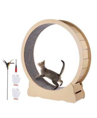 52" Wooden Cat Exercise Wheel with Detachable Carpet