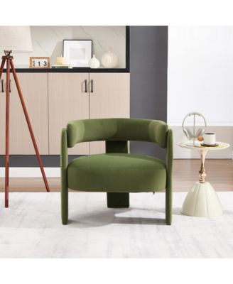 Velvet Accent Chair, Mid-Century Modern Armchair with Wooden Legs and Adjustable Foot Nails for Living Room, Bedroom