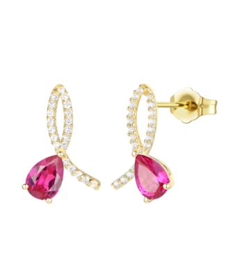 Lab Grown Ruby (1-3/4 ct. t.w.) & Lab Grown White Sapphire (1/3 ct. t.w.) Earrings in 14k Gold Over Sterling Silver (Also Available in Sapphire & Emerald)