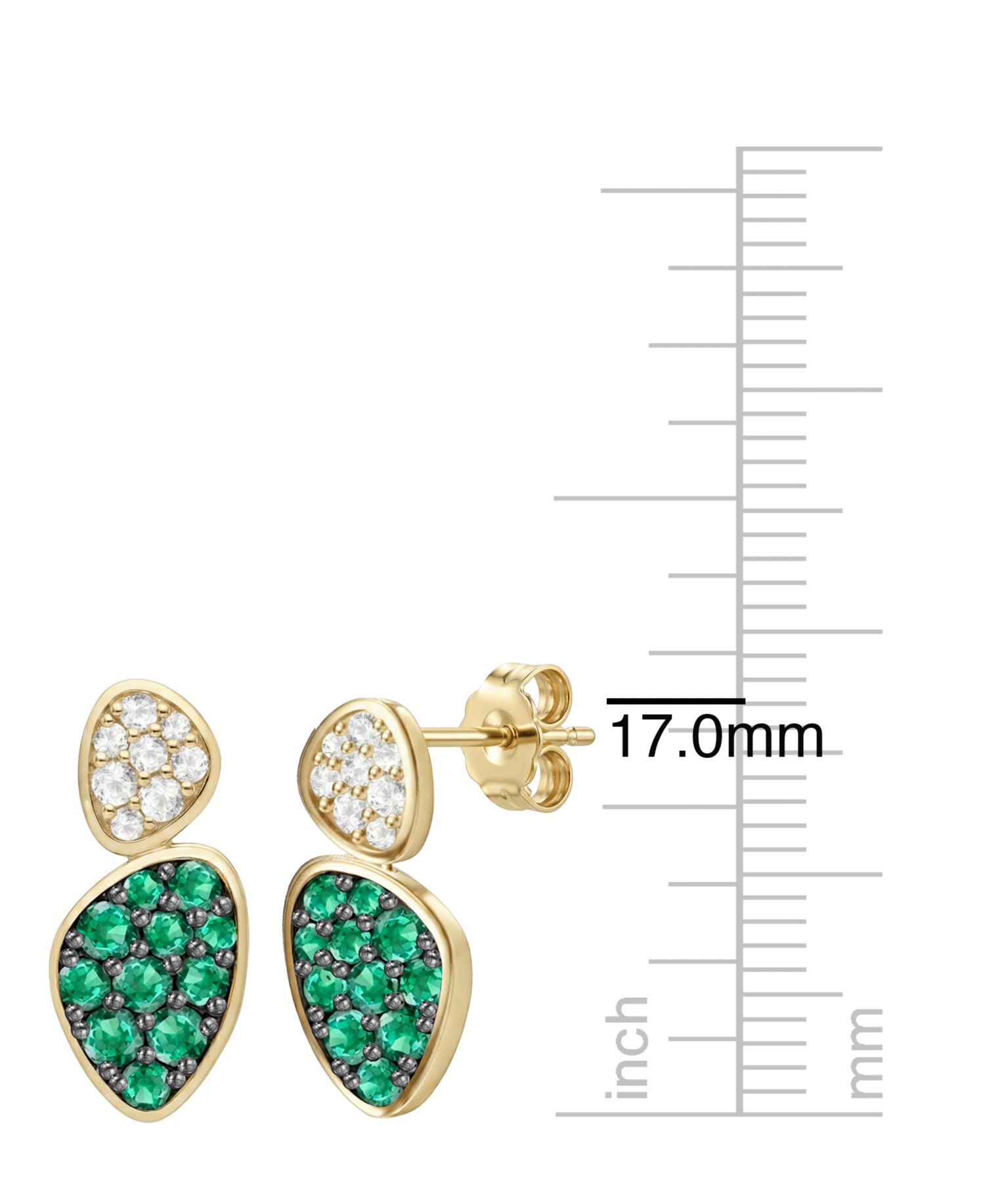 Lab Grown Ruby (1 ct. t.w.) & Lab Grown White Sapphire (1/3 ct. t.w.) Earrings in 14k Gold Over Sterling Silver (Also Available in Emerald & Sapphire)