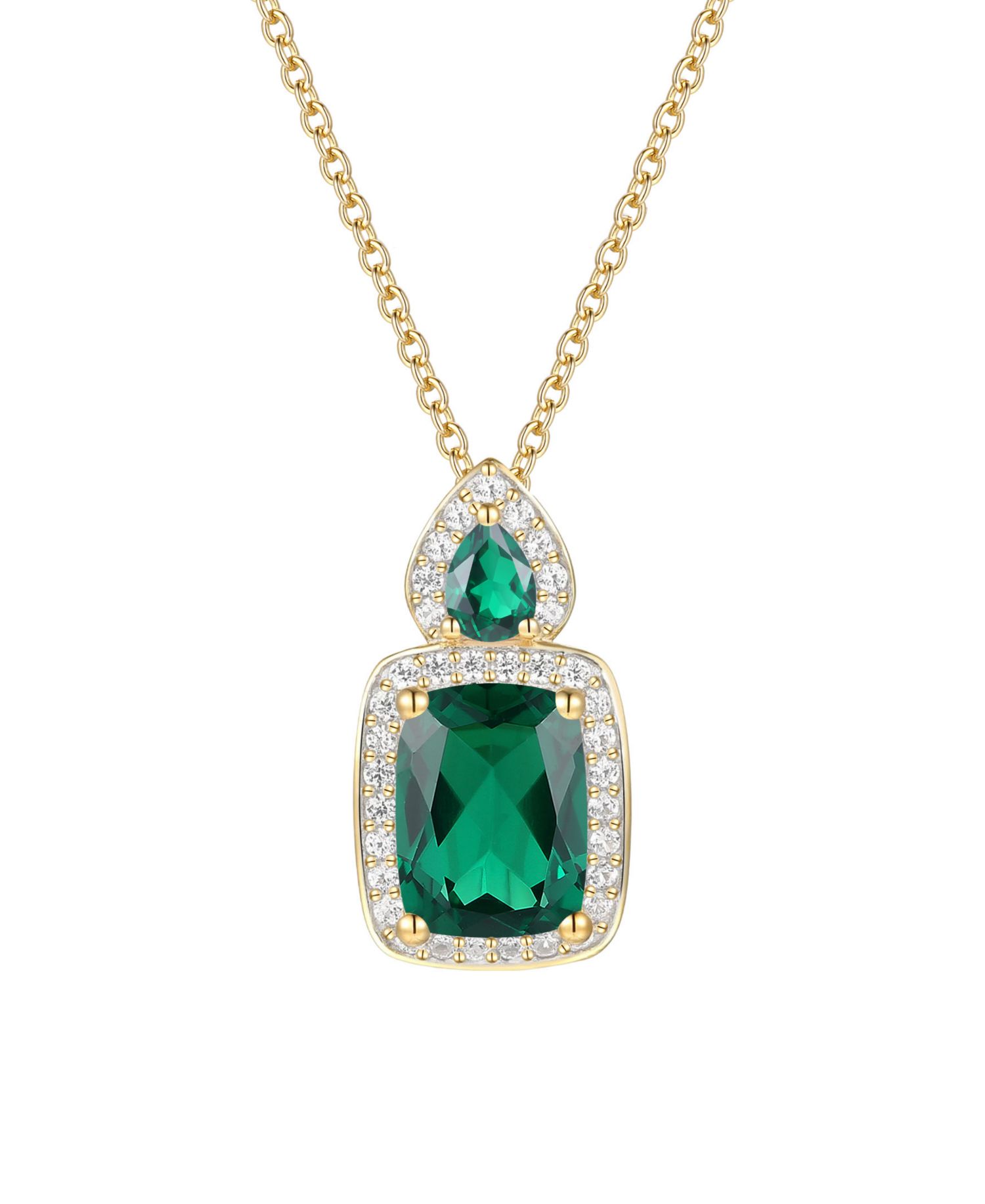 Amethyst (1-3/8 ct. t.w.) & Lab Grown White Sapphire (1/5 ct. t.w.) Pendant Necklace in 14k Gold Over Sterling Silver (Also Available in Multi-Stones)