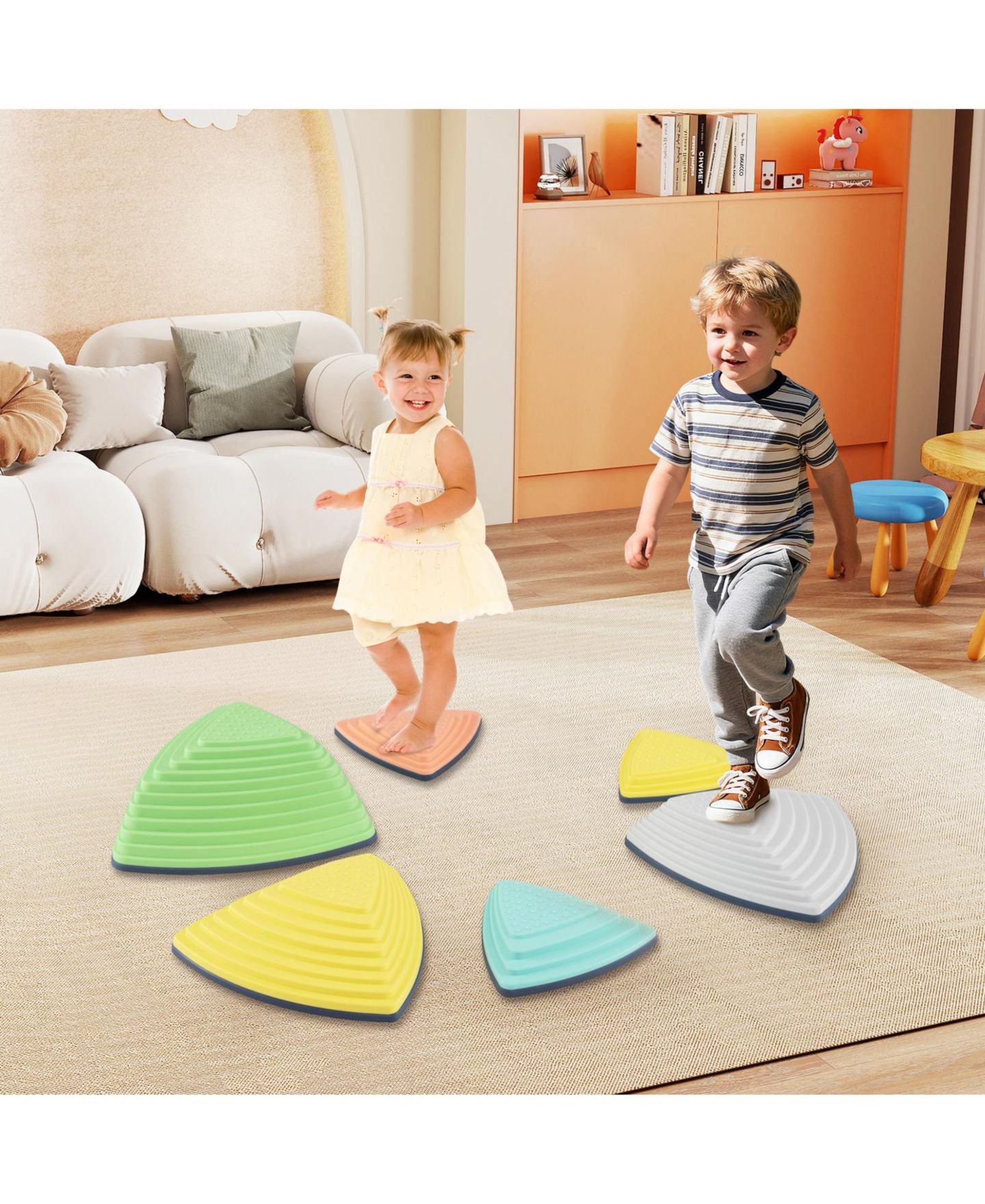 Детские игрушки Slickblue Balance Stones Non-Slip Stepping Stones, Set of 6, от 3 лет, цвет: Разноцветный — фото 4