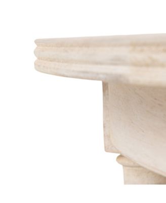 Round 23" Wood End Table with 2-Woven Cane Shelves