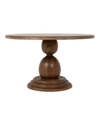 30" Mango Wood Round Bulbed Pedestal Coffee Table