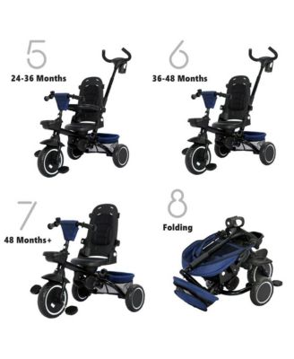 8-in-1 Folding Kids Tricycle Stroller with Adjustable Push Handle, Convertible Toddler Trike, Pink