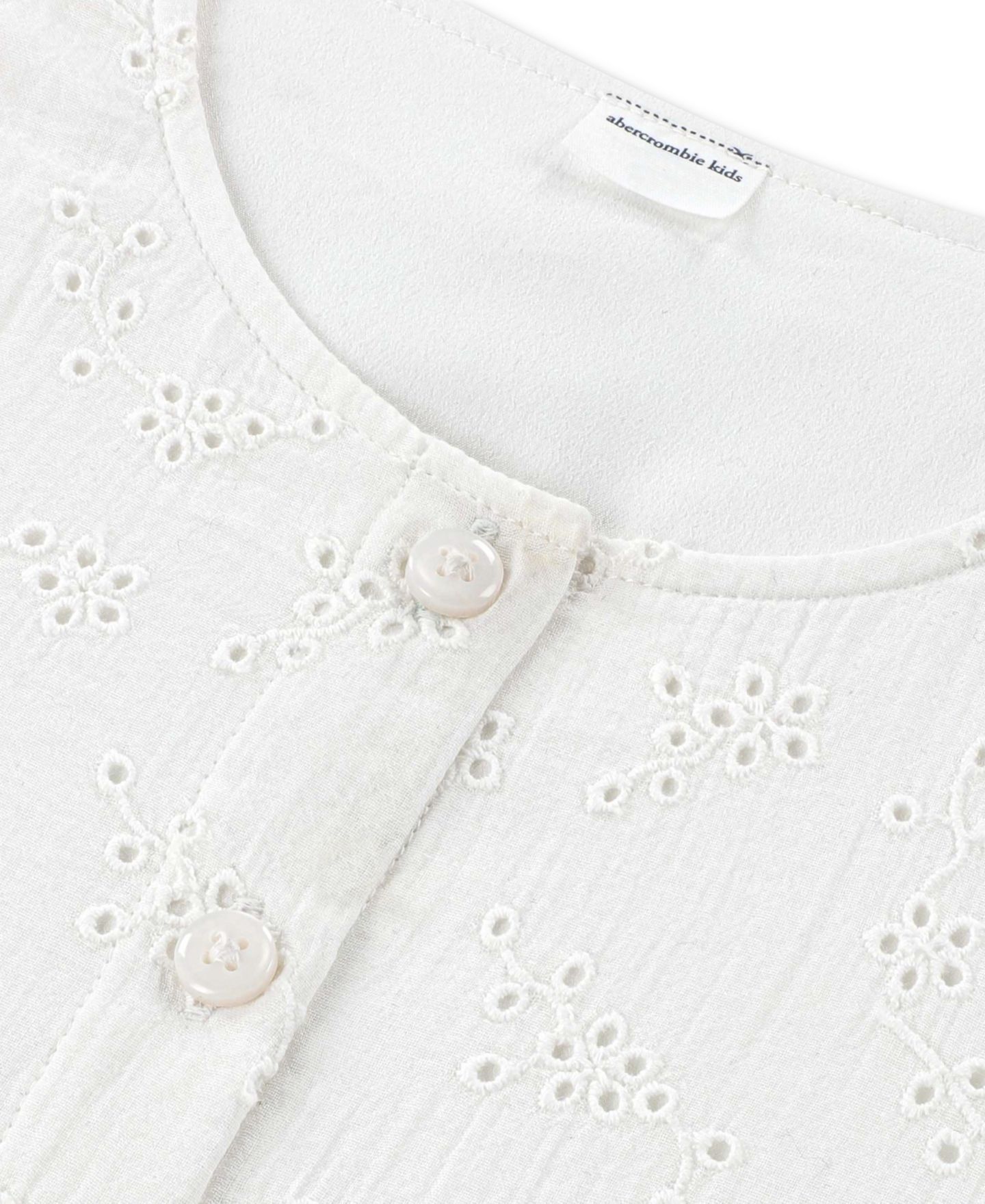 Майка для девочек abercrombie kids с баской и пуговицами, 2T-5T, цвет: Белый — фото 3