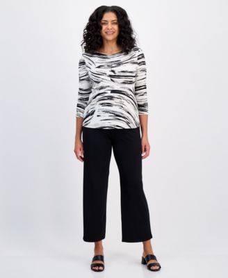 Women's Printed 3/4 Sleeve Jacquard Top