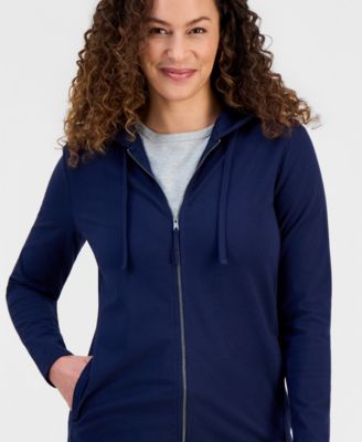 Petite Zip-Front Long-Sleeve Hoodie