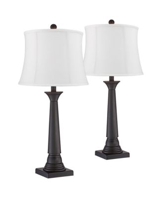 Dolbey 28 Tall Tapered Column Farmhouse Rustic Table Lamps Set of 2 Finish Metal  Shade Bedroom