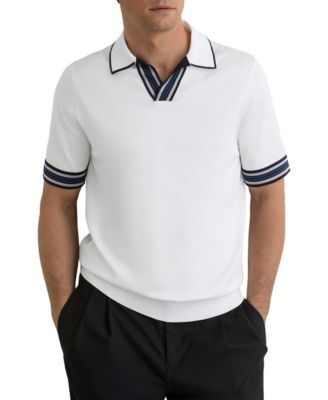 Men's Tipped Open-Collar Knitted Polo Shirt