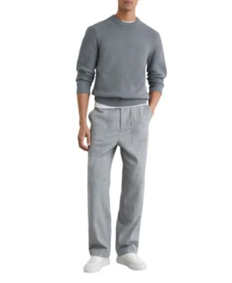 Men's Wool-Blend Rib-Detail Crew-Neck Jumper Sweater