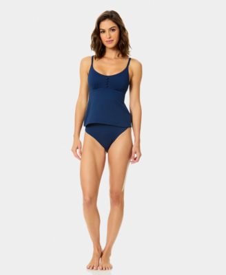 Women's Covered-Button Over-The-Shoulder Tankini Top