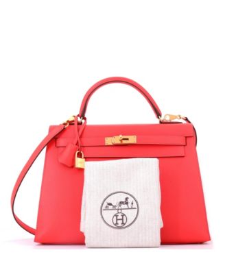 Kelly 32 Handbag Red Epsom with Gold Hardware