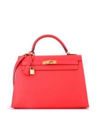 Kelly 32 Handbag Red Epsom with Gold Hardware