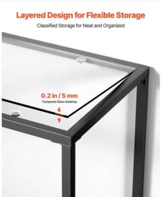 2 Tier Glass Console Table with Metal Frame for Entryway