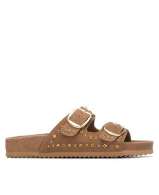 Women's Suede Double Strap Buckle Sandals