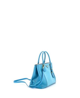 Medium Bicolor Double Zip Lux Tote Saffiano Leather