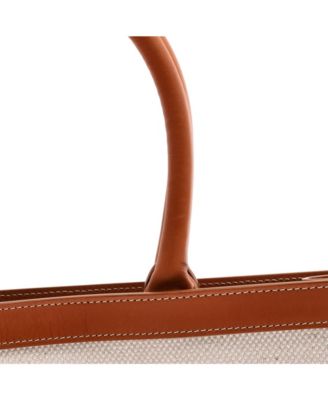 Large Vertical Cabas Tote Canvas with Leather