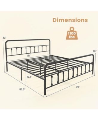 King Size Bed Frame with Headboard and Under Bed Storage
