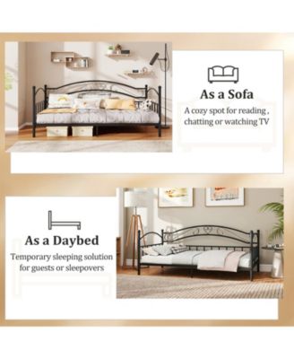 Twin Size Metal Daybed Frame with Headboard for Bedroom