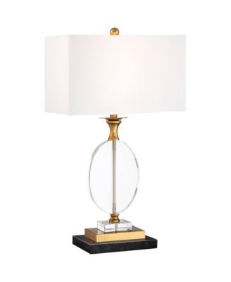 Valerie Modern Table Lamp with Riser 28" Tall Clear Crystal Fabric Shade for Bedroom Living Room Bedside House Home