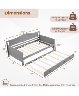 Pine Wood Twin Daybed with Trundle