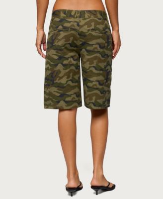 Women's Camo Denim Low Rise Bermuda Shorts