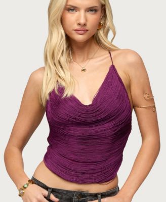 Women's Elenie Fringed Cowl Neck Top