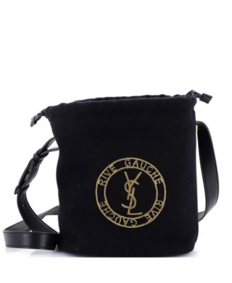 Rive Gauche Drawstring Bucket Bag Embroidered Wool