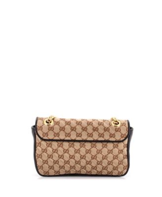 Small GG Marmont Flap Bag Diagonal Quilted GG Canvas with Leather