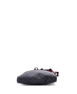 Medium Web Strap Front Zip Messenger Bag GG Coated Canvas