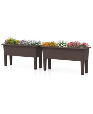 2 PCS Raised Garden Beds with Detachable Legs and Drainage Hole for Vegetables