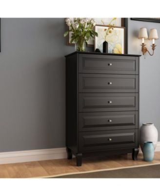Wood Accent Storage Cabinets Organizer With 5 Drawers