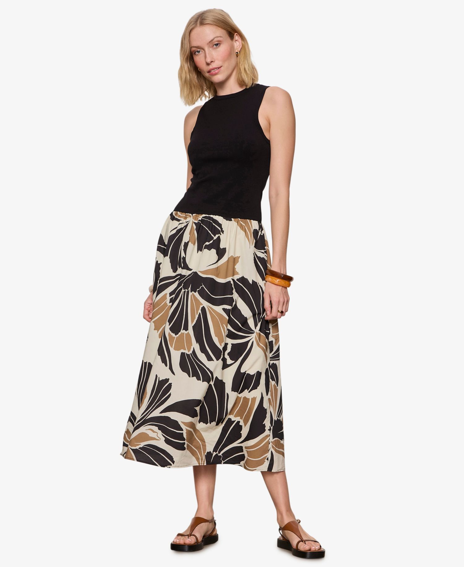 Women's Sleeveless Crewneck Midi Dress