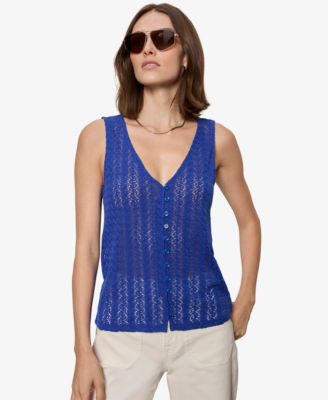 Women's No Rush Button-Front Sleeveless Tank Top