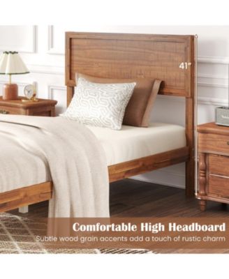 Rubberwood Bed Frame with Headboard