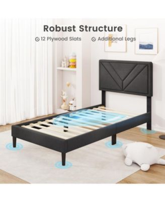 Linen Upholstered Bed Frame with Tufted Headboard