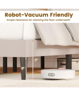 Velvet Upholstered Platform Bed Frame with Headboard and Wingback Headboard