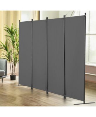 4-Panel Freestanding Fabric Room Divider with Metal Frame