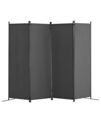 4-Panel Freestanding Fabric Room Divider with Metal Frame