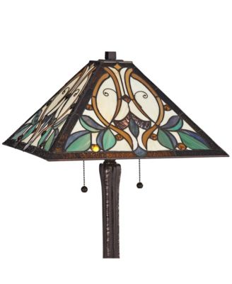 Table Lamp 25" High Tiffany Style Stained Glass Art Shade for Living Room Family Bedroom Bedside Nightstand