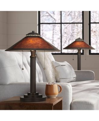 Mica Mission Desk Lamps 18 1/2" High Set of 2 Oil Rubbed Bronze for Bedroom Living Room Bedside Nightstand