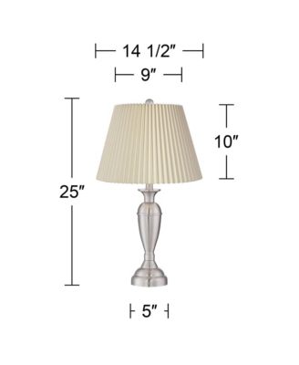 Blair Traditional Table Lamps 25" High Set of 2 Brushed Nickel Linen for Bedroom Living Room Bedside Nightstand Office